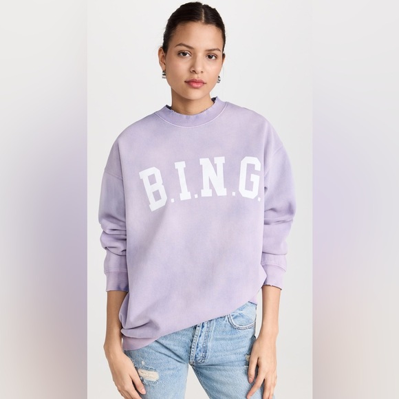 Anine Bing Tops - Anine Bing Tyler Sweatshirt in Washed Lavender